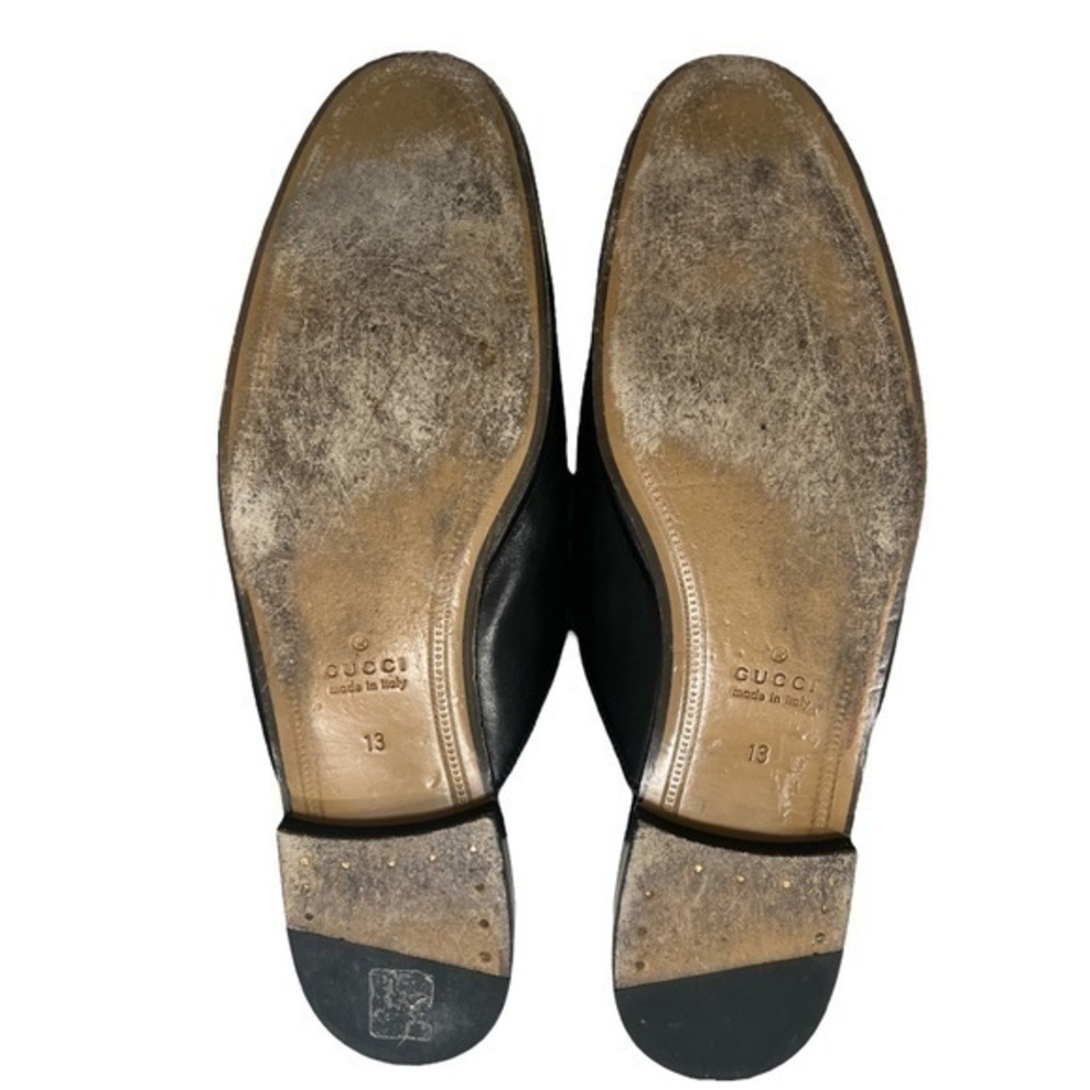 GUCCI Princetown Embroidered Tiger Patch Black Leather Horsebit Loafer Mules 13 - Picture 5 of 9